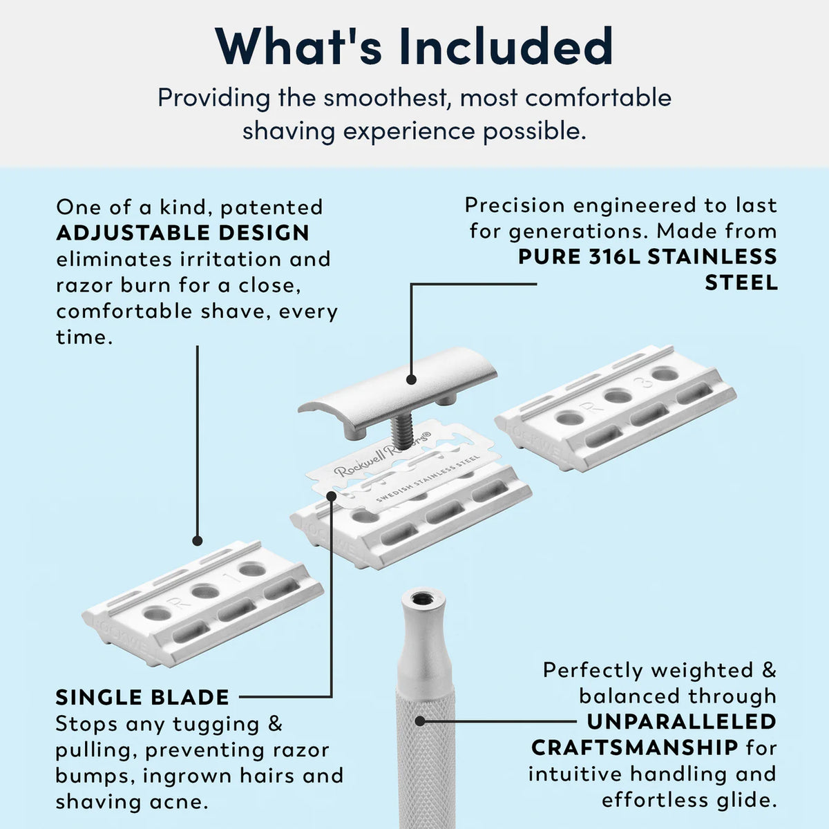 Craftsmanship Razor Rockwell 6S Adjustable Stainless Steel Safety Razor – Sweeney's